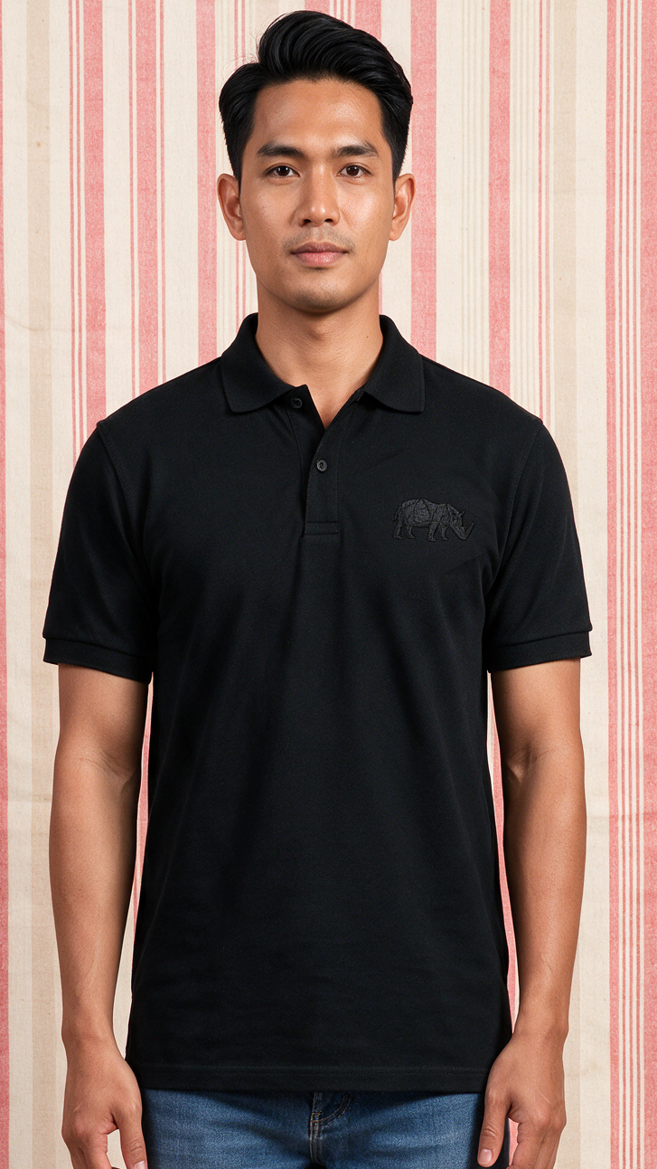 Rhino Embroidery on Bamboo Polo