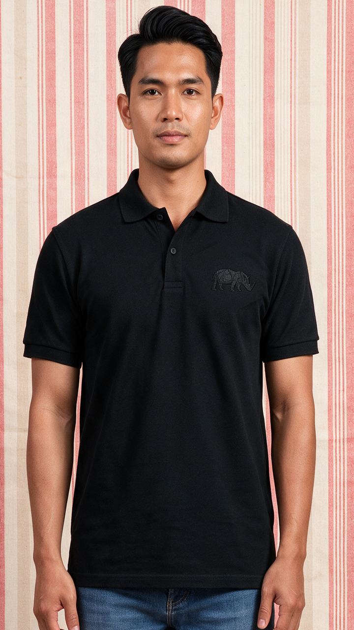 Rhino Embroidery on Bamboo Polo