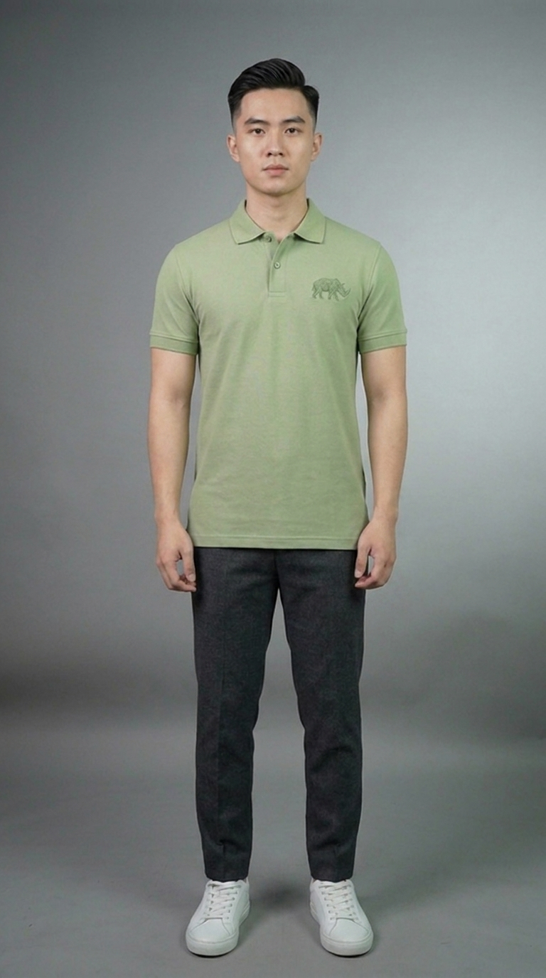 Rhino Embroidery on Bamboo Polo