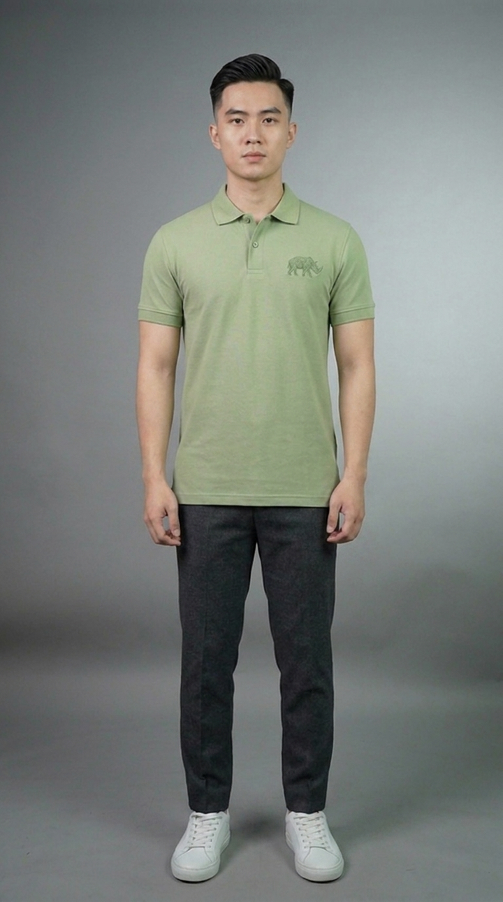 Rhino Embroidery on Bamboo Polo
