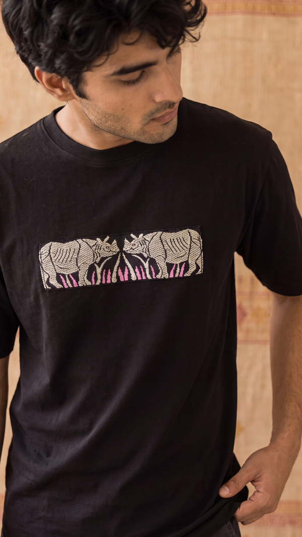 Two Faced Rhino Handwoven Motif